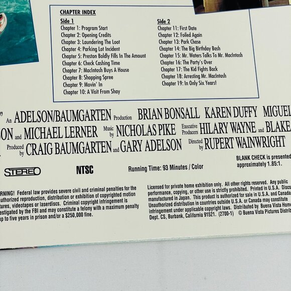 Walt Disney Home Video Movie Blank Check Letterbox Laserdisc LD NTSC - Picture 6 of 7